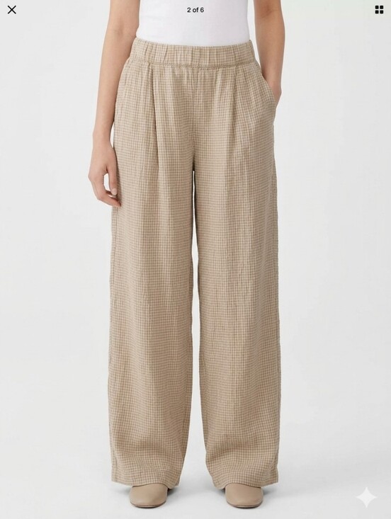 Eileen Fisher Pants - Eileen Fisher Puckered Organic Linen Wide Leg Pant Culottes Sz Medium Minimalist